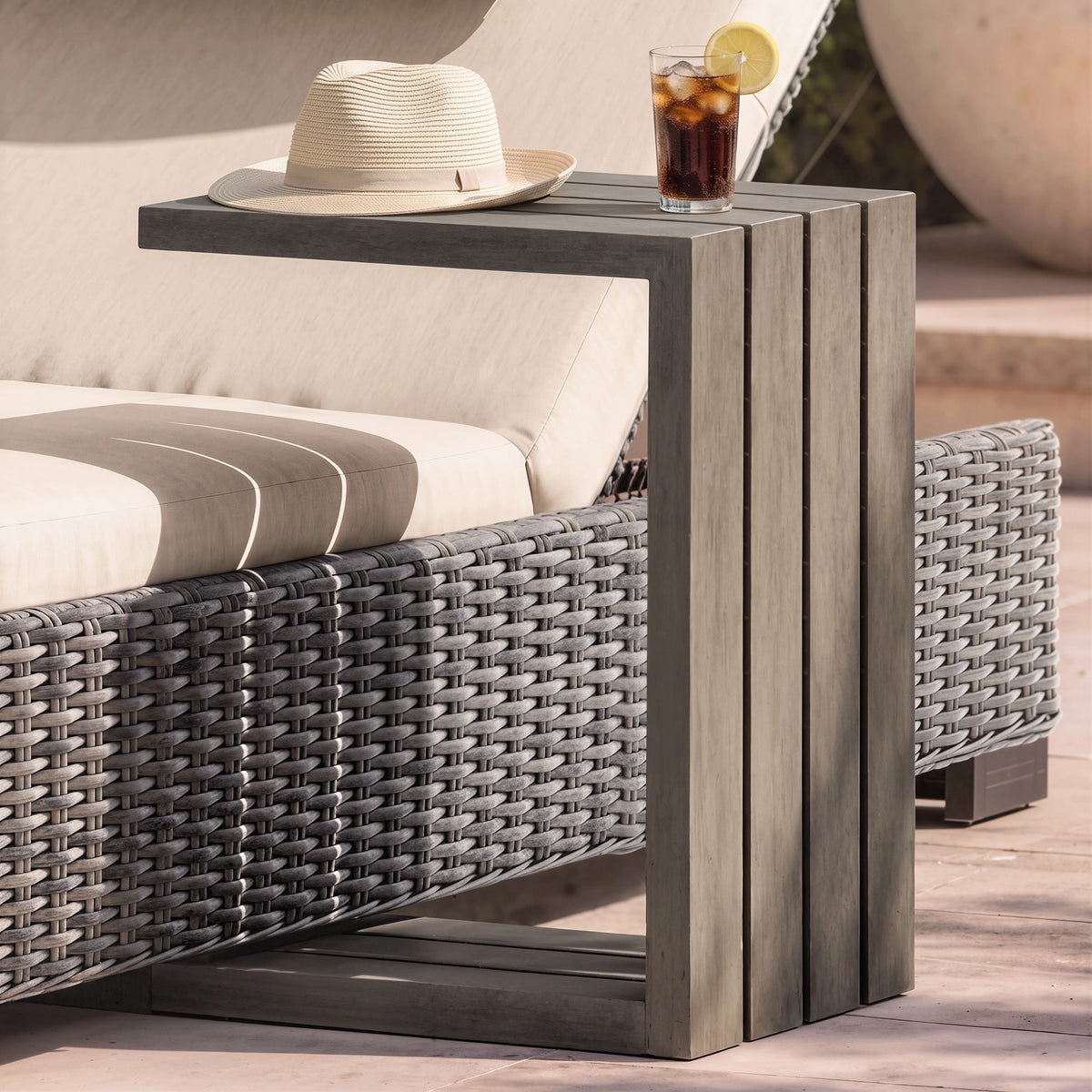 Outdoor Convertible C-Shaped Side Table
