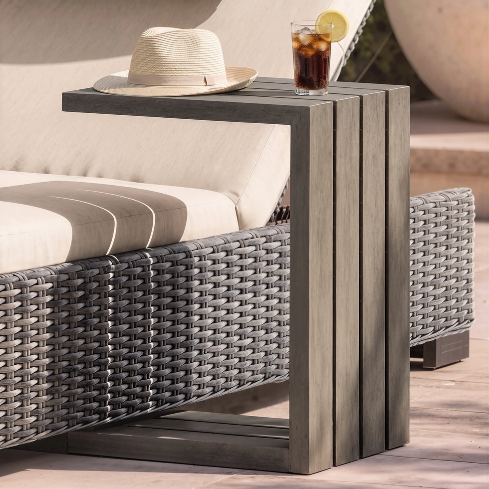 Outdoor Convertible C-Shaped Side Table