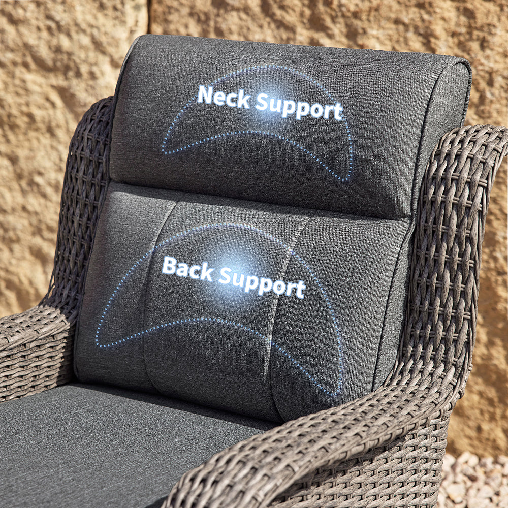 Outdoor Wicker Swivel Glider Chairs with Side Table