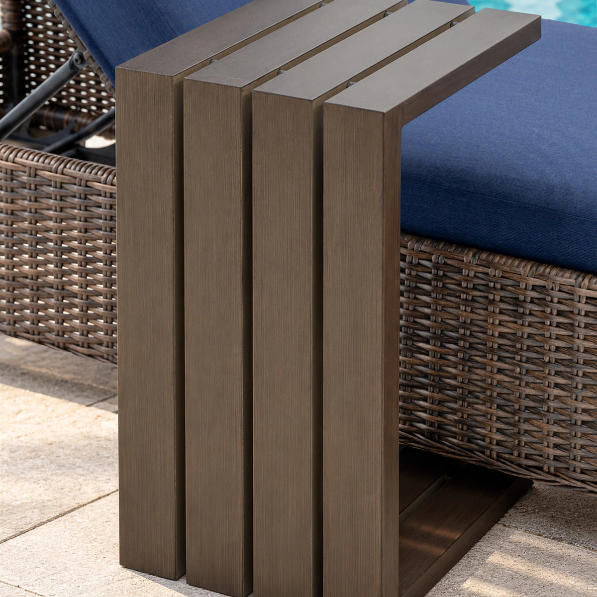 Outdoor Convertible C-Shaped Side Table