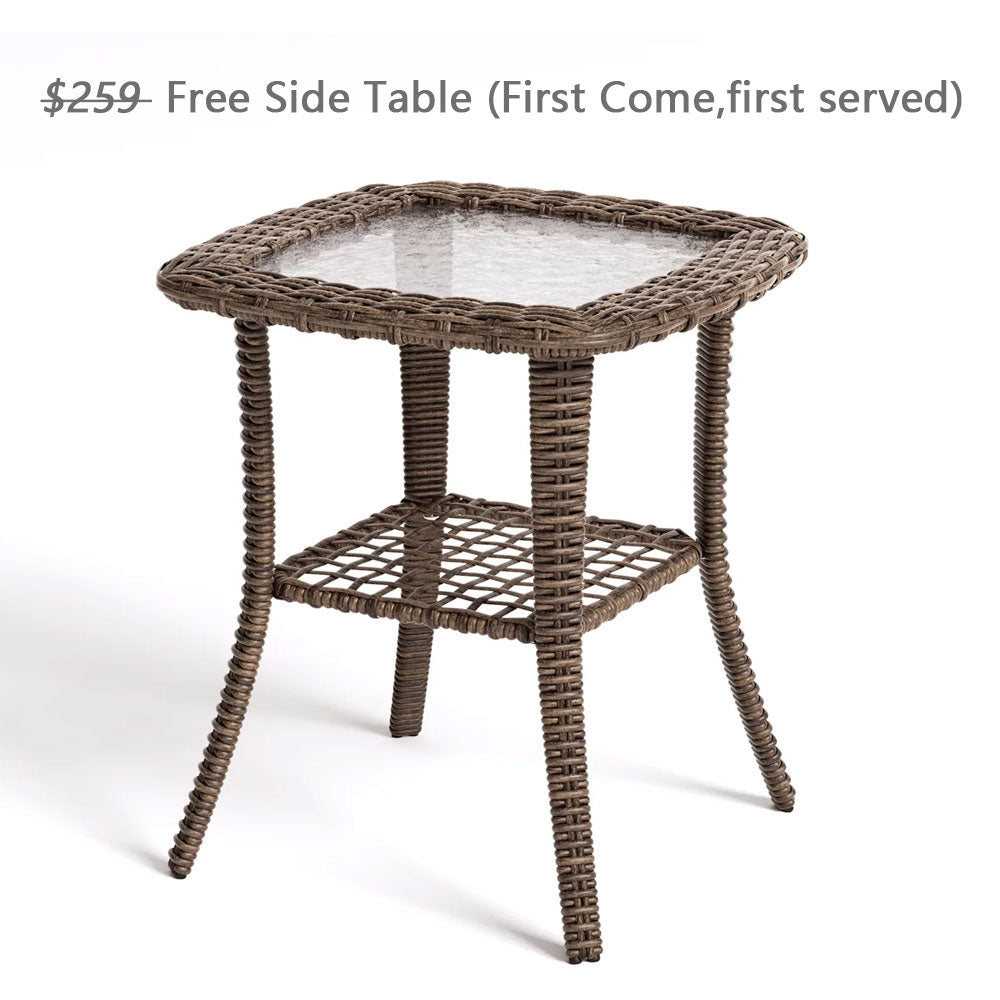 LOAM Outdoor Wicker Swivel Glider Chairs with Side Table