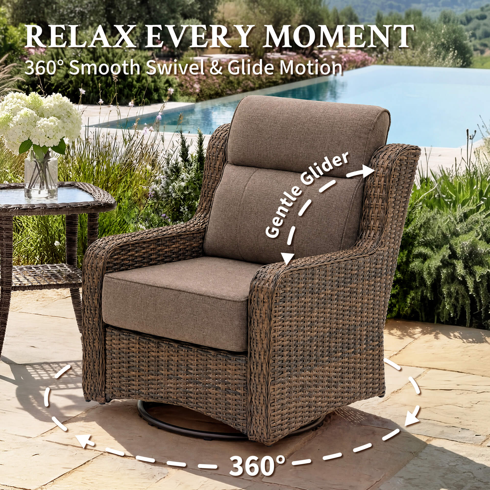 LOAM Outdoor Wicker Patio Furniture Set with Ottomans