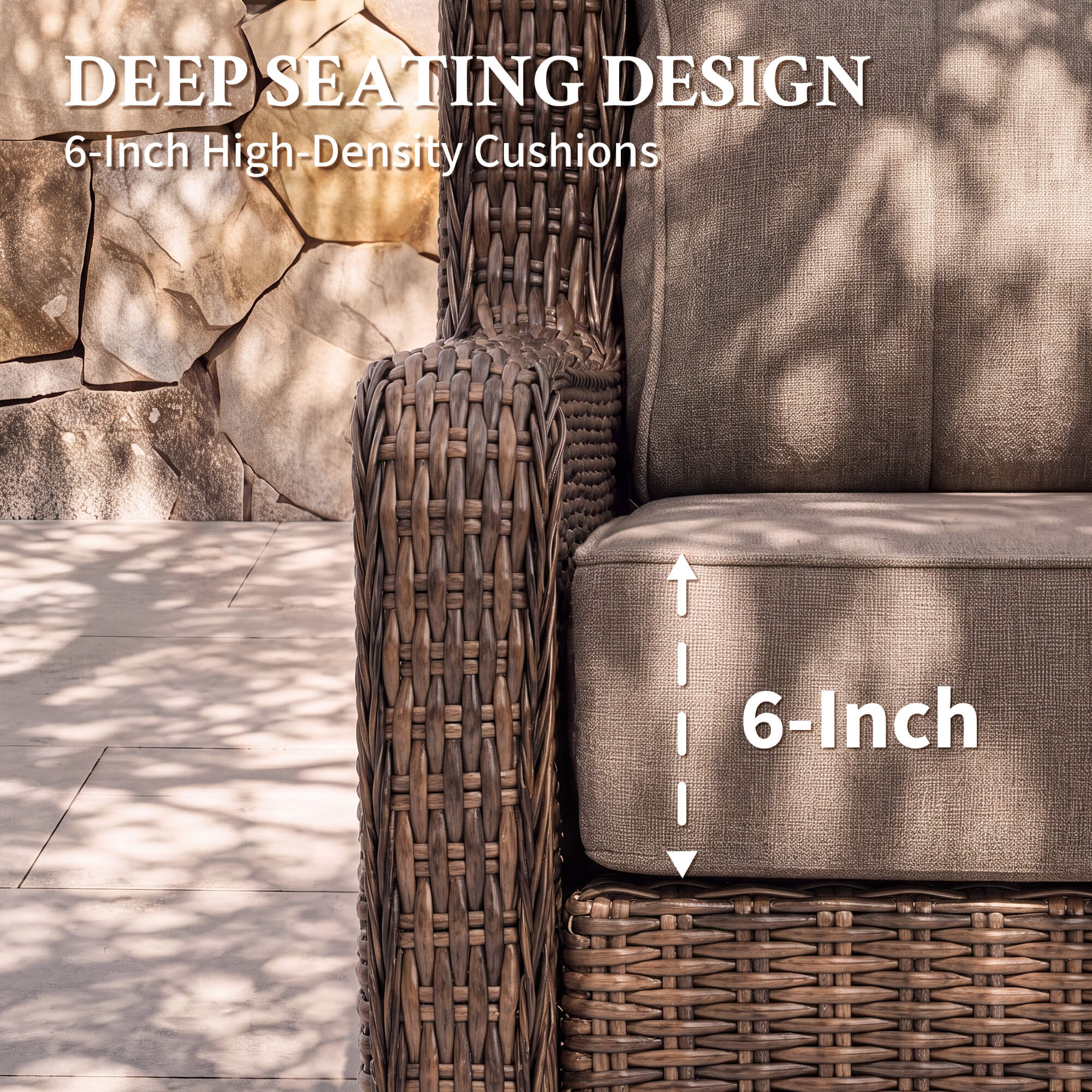 LOAM Outdoor Wicker Patio Furniture Set with Ottomans