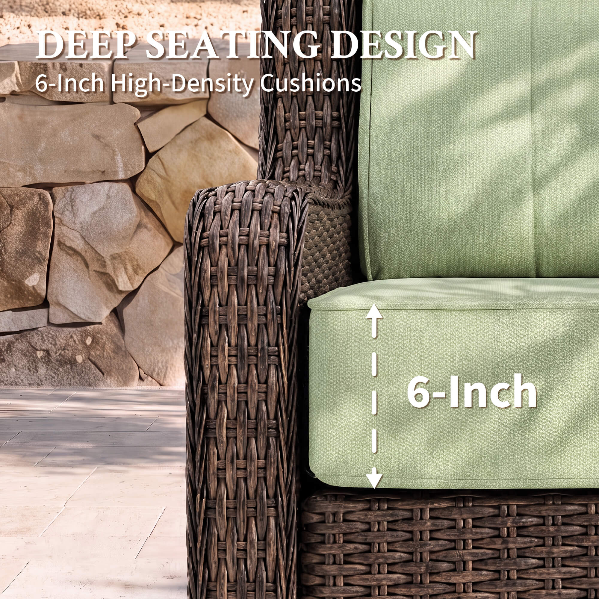 LOAM Outdoor Wicker Patio Furniture Set with Ottomans
