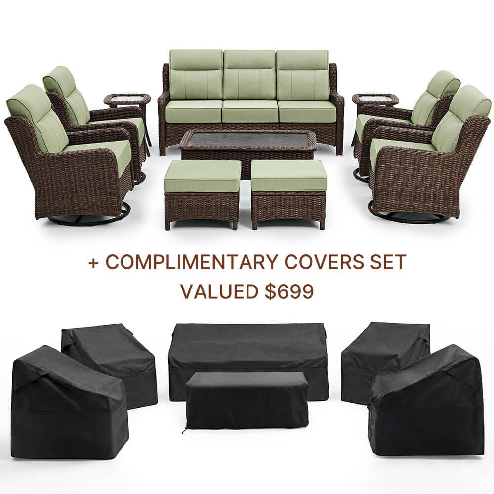 [Free Gift] LOAM Outdoor 10-piece Wicker Sofa Set