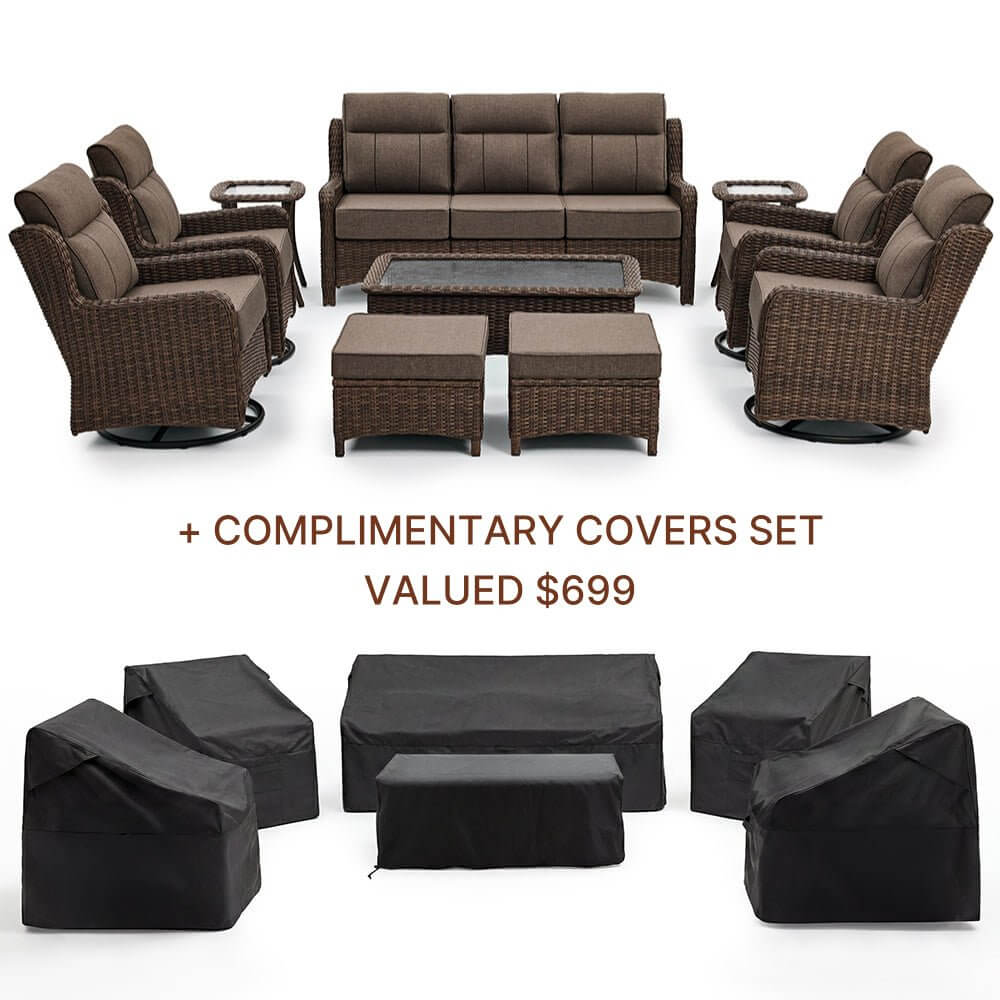[Free Gift] LOAM Outdoor 10-piece Wicker Sofa Set