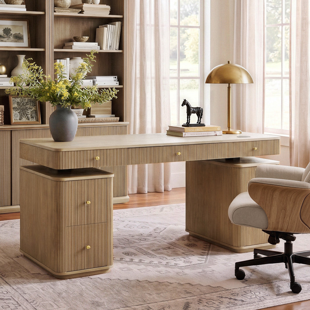 Electric Standing Oak Veneer 63" Desk