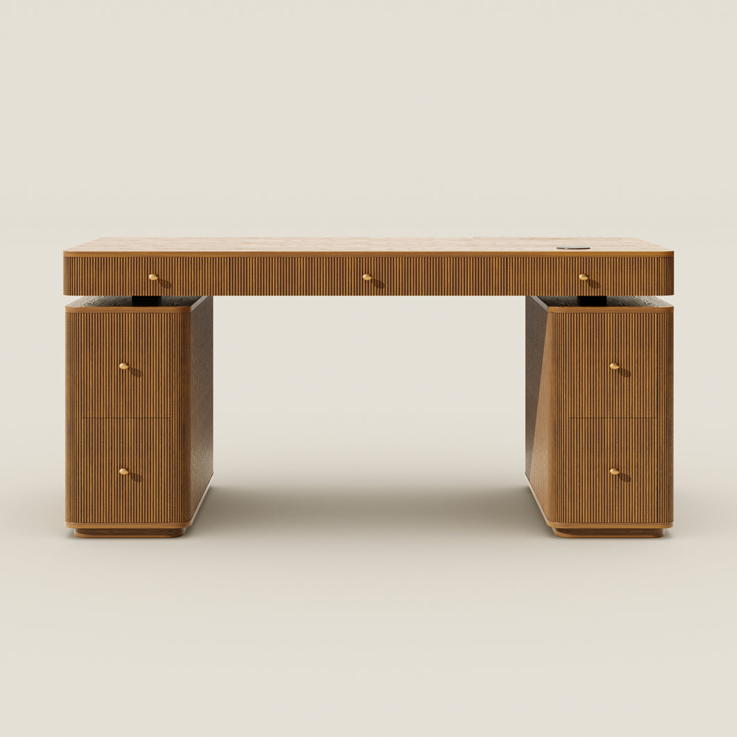 Electric Standing Oak Veneer 63" Desk
