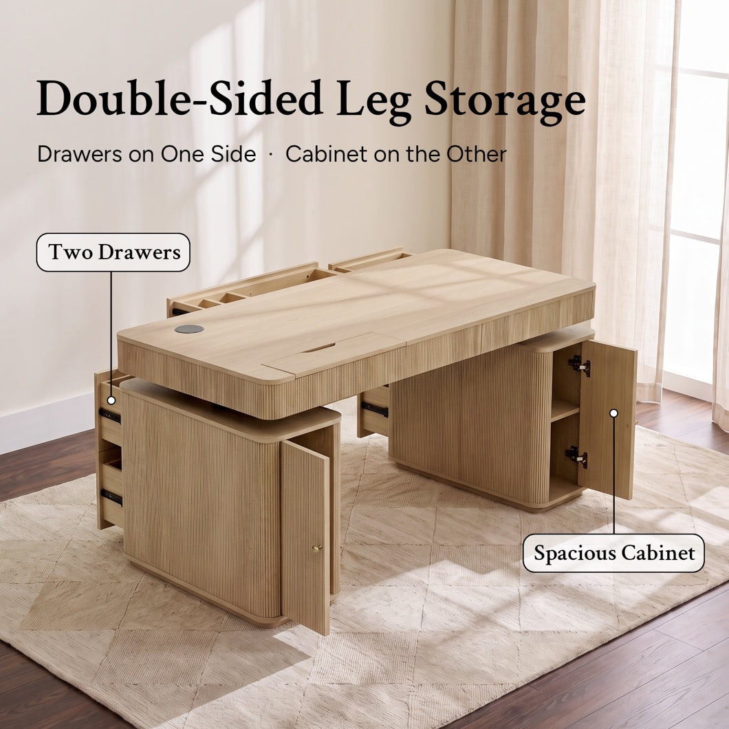 Electric Standing Oak Veneer 63" Desk