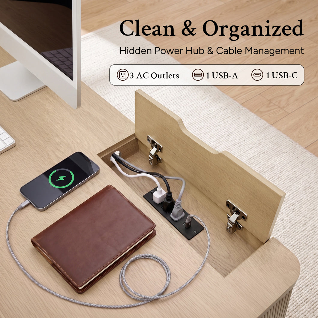 Electric Standing Oak Veneer 63" Desk