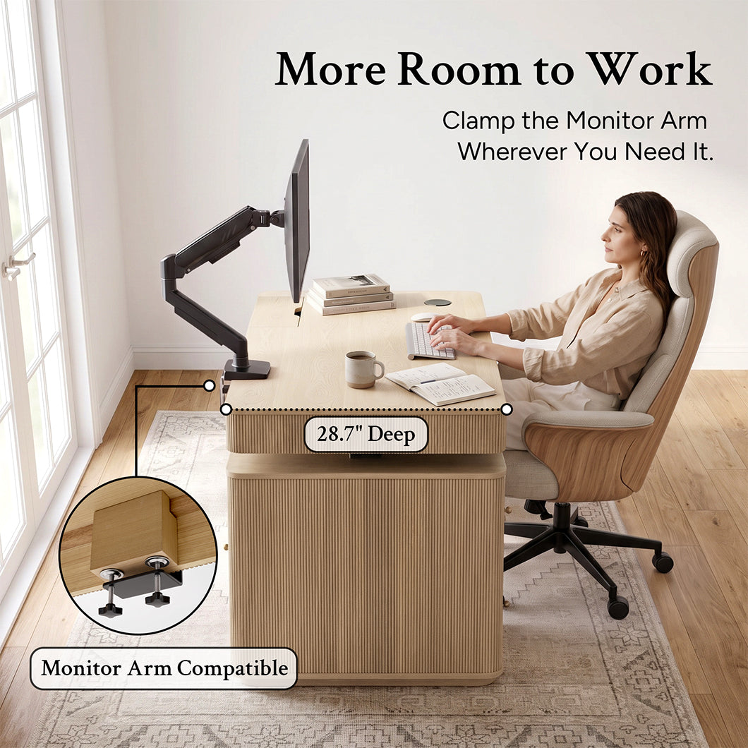 Electric Standing Oak Veneer 63" Desk