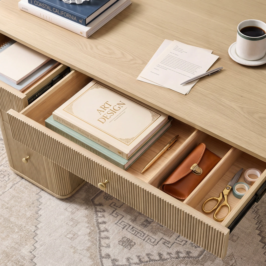 Electric Standing Oak Veneer 63" Desk