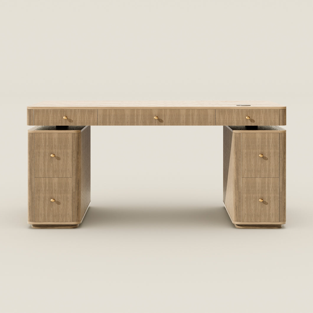 Electric Standing Oak Veneer 63" Desk