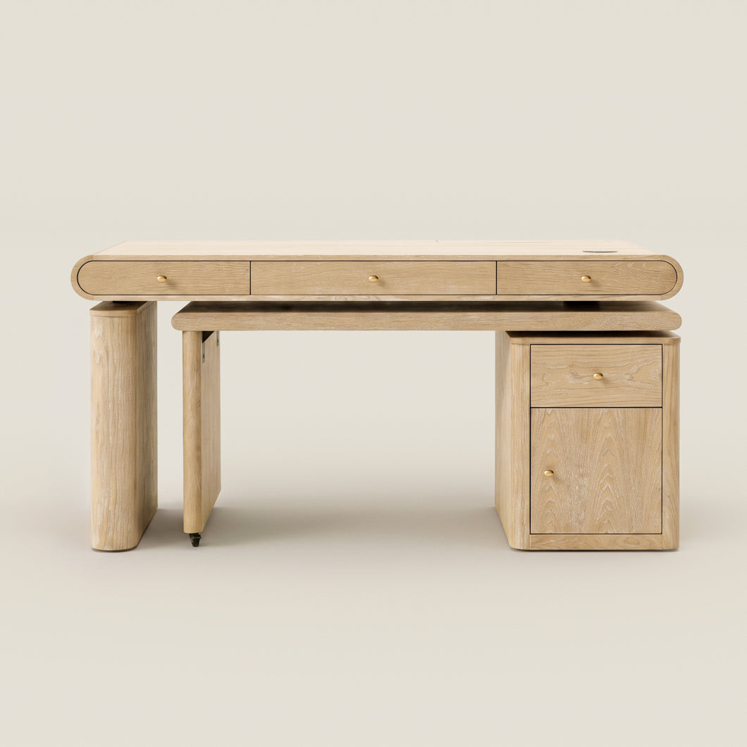 Electric Standing Oak Veneer 63" Desk
