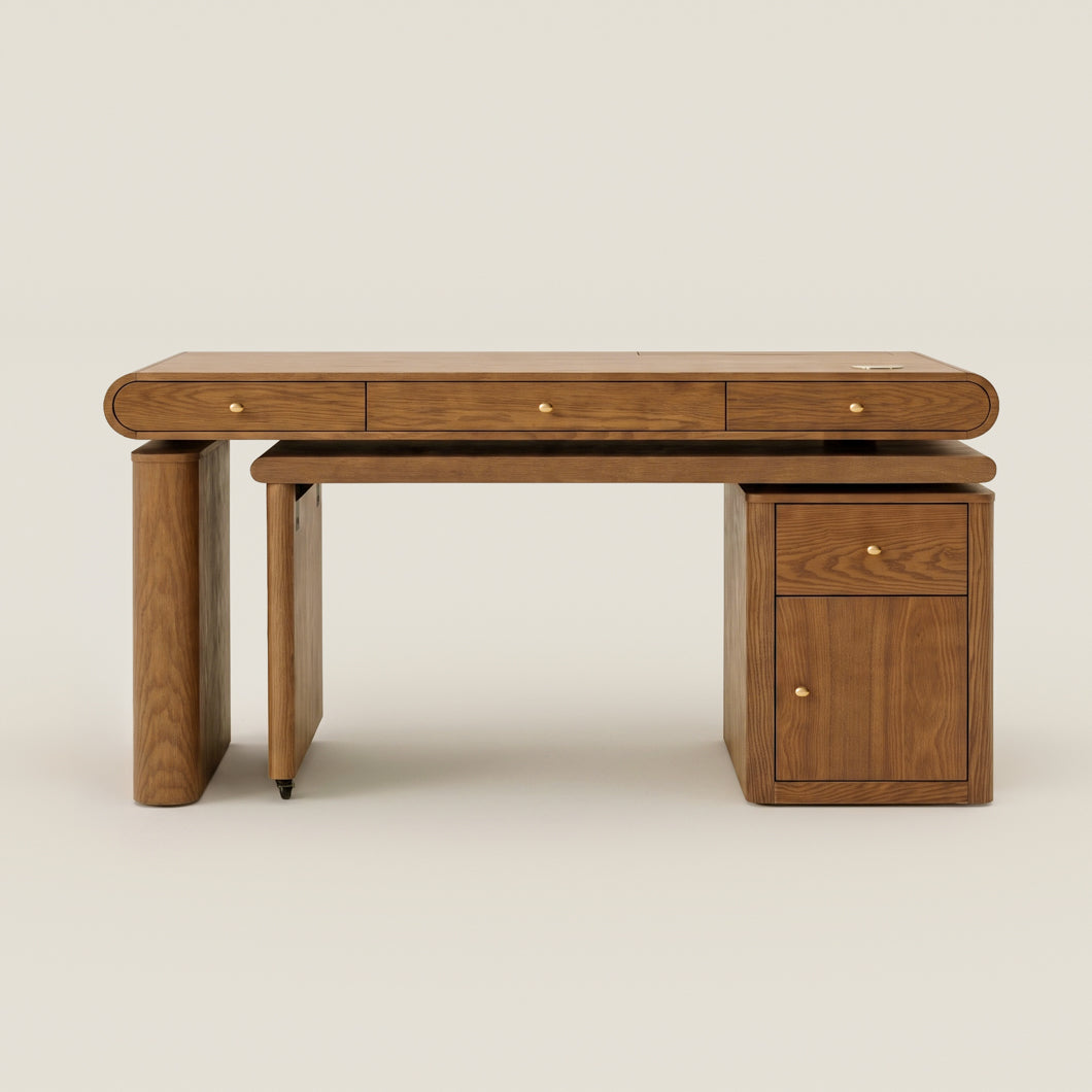 Electric Standing Oak Veneer 63" Desk