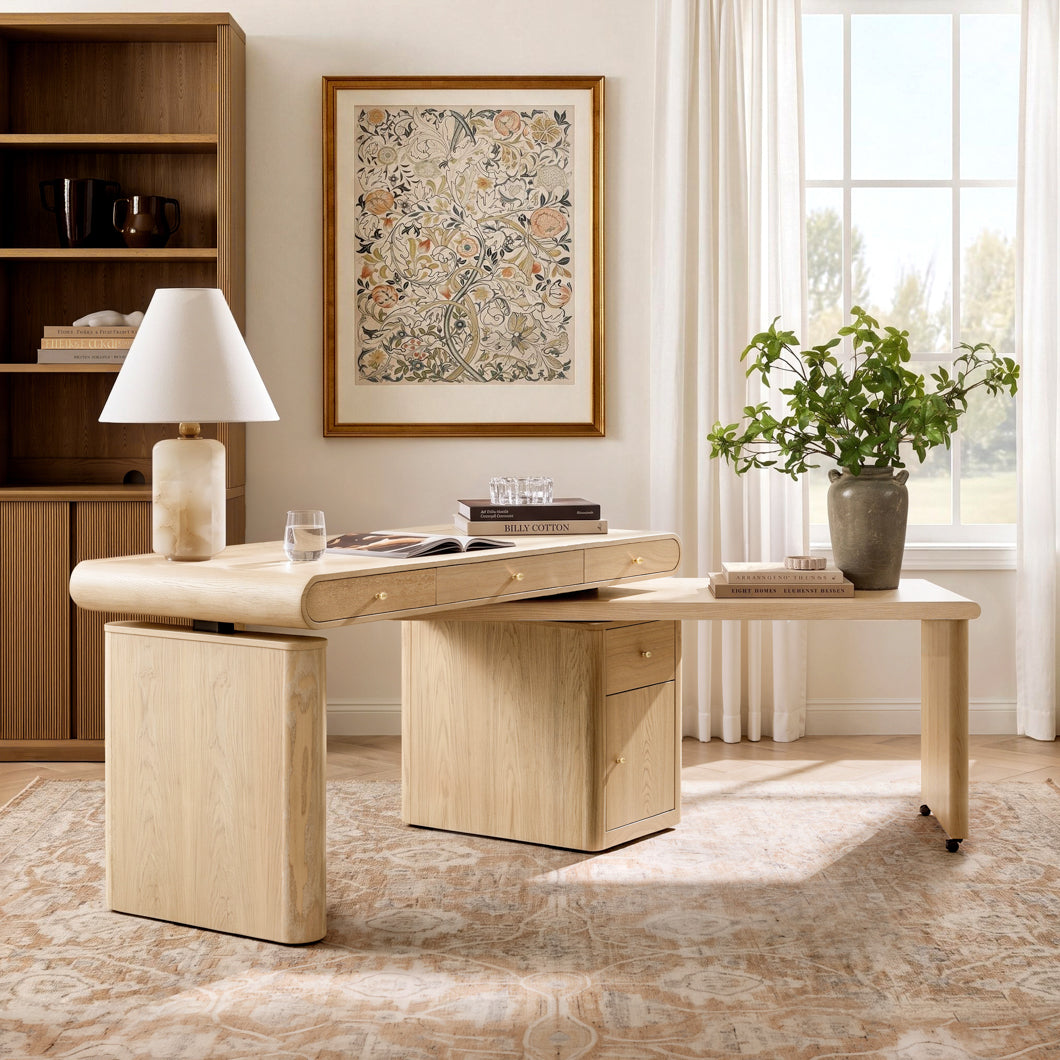 Electric Standing Oak Veneer 63" Desk