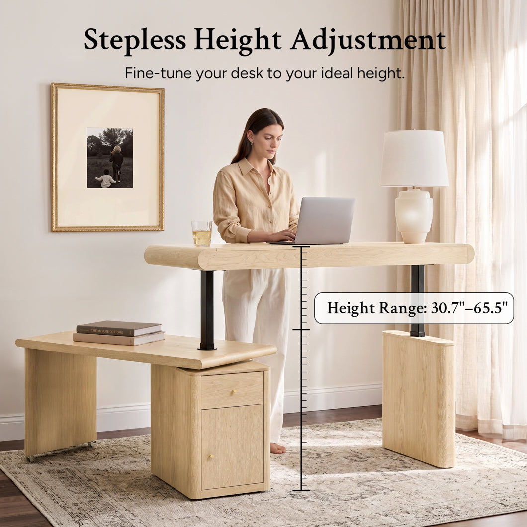 Electric Standing Oak Veneer 63" Desk