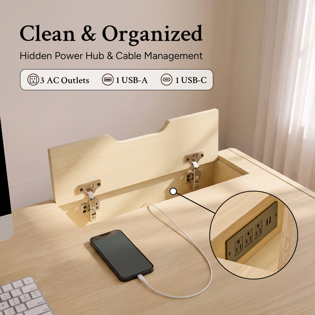 Electric Standing Oak Veneer 63" Desk