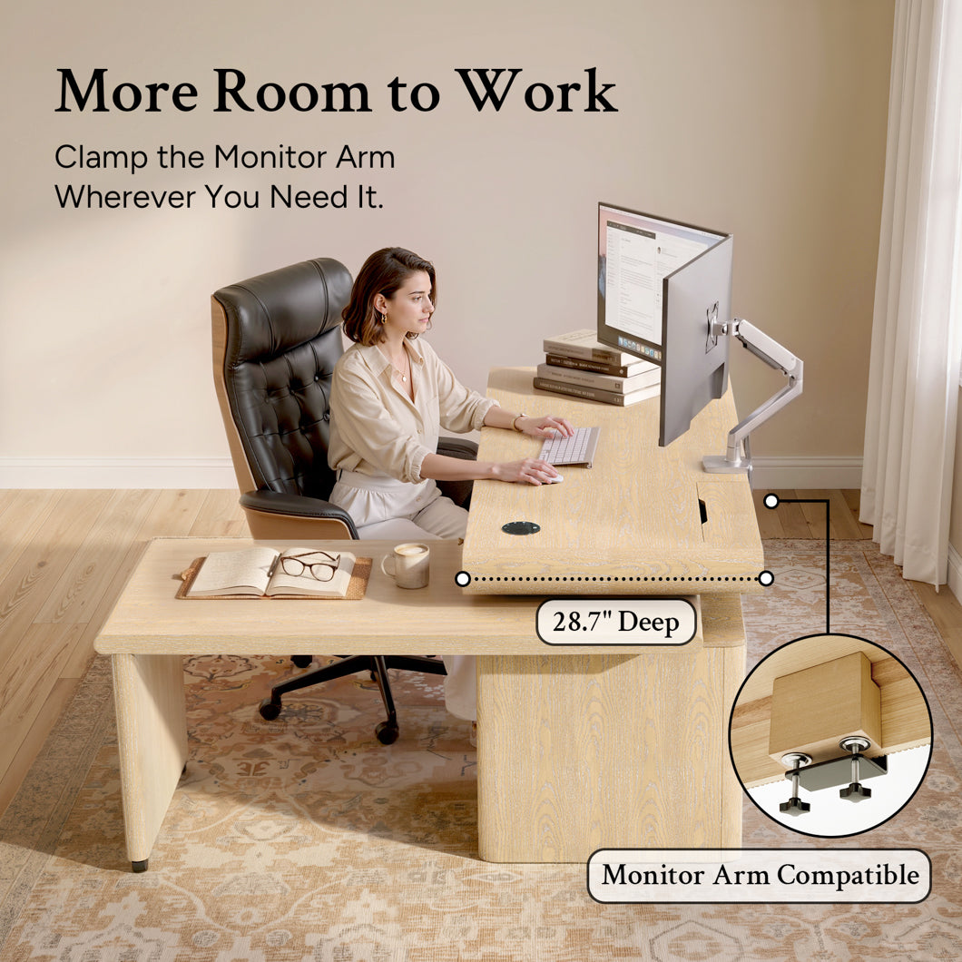 Electric Standing Oak Veneer 63" Desk