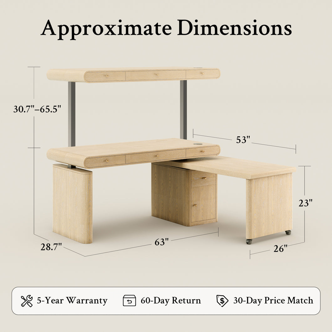 Electric Standing Oak Veneer 63" Desk