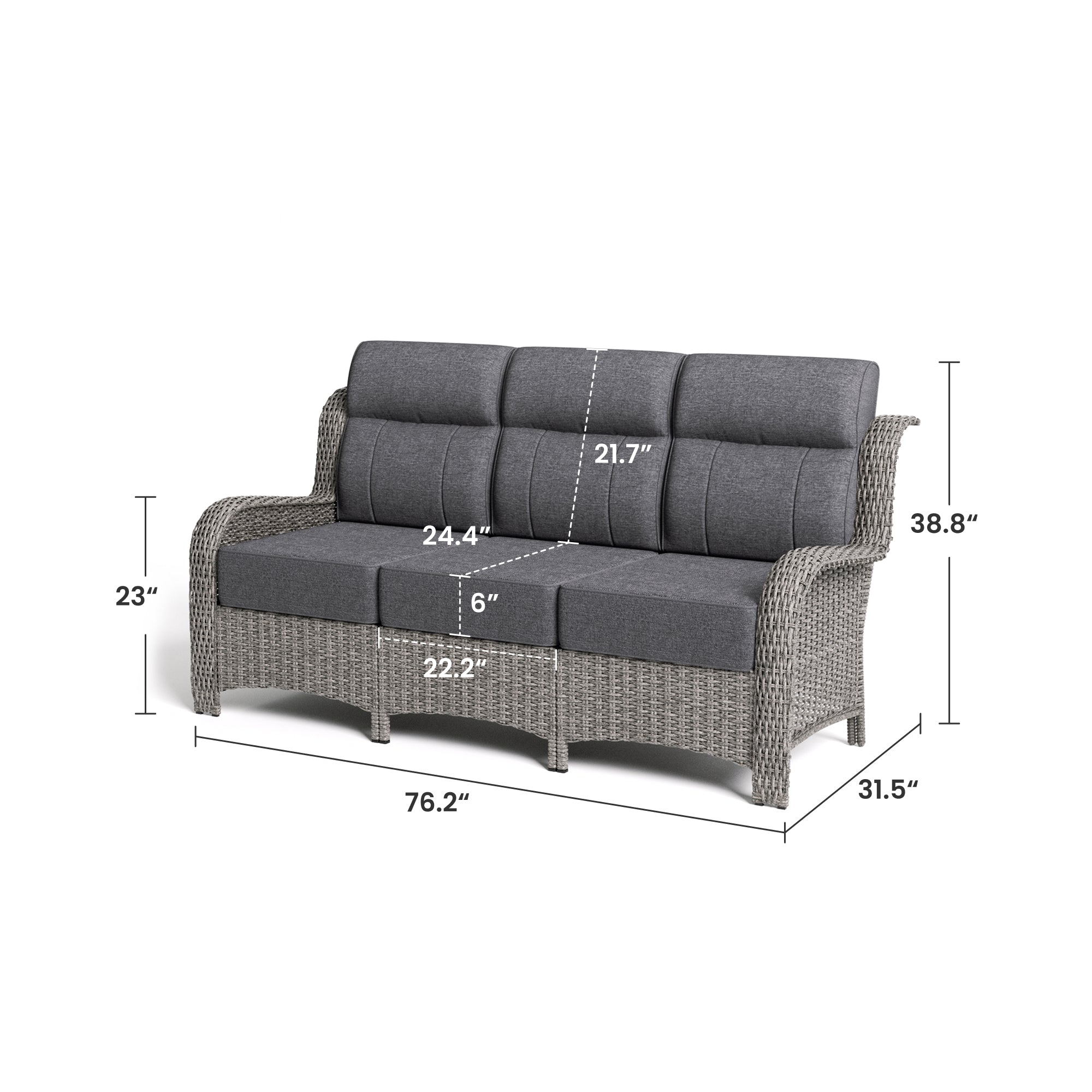 Outdoor 3-Seater Wicker Sofa