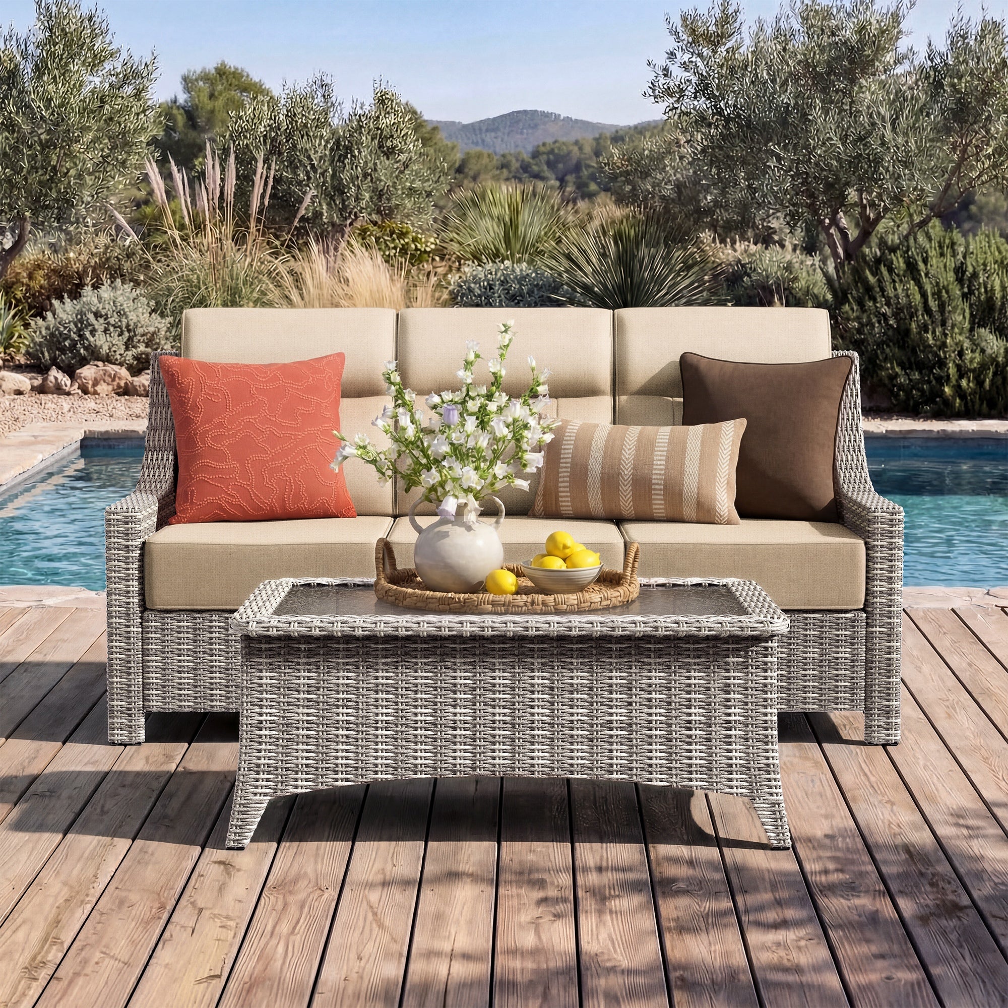 NEVE Outdoor 3-Seater Wicker Sofa