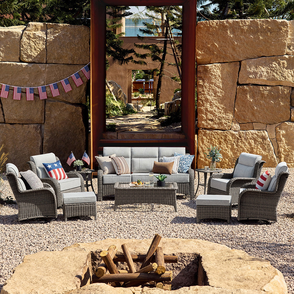 [Free Gift] TARN Outdoor 10-piece Wicker Sofa Set