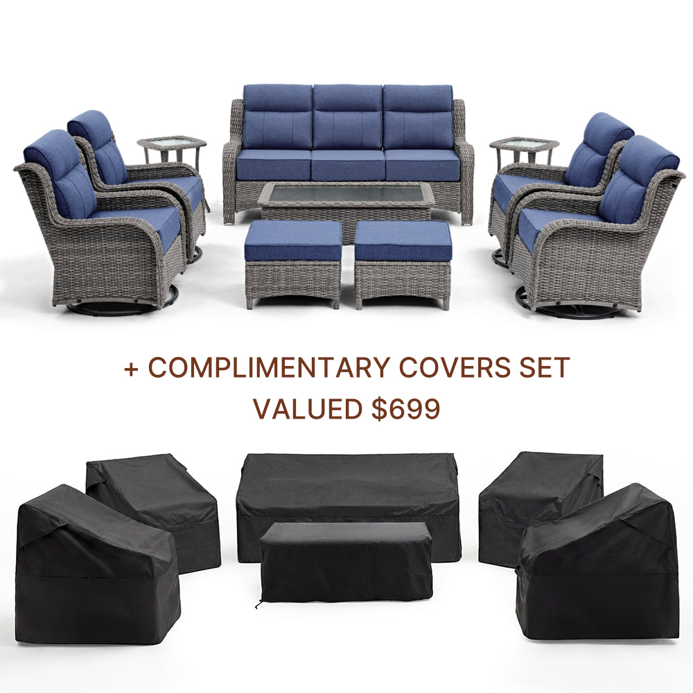 TARN Outdoor Dark Gray Wicker Furniture Set