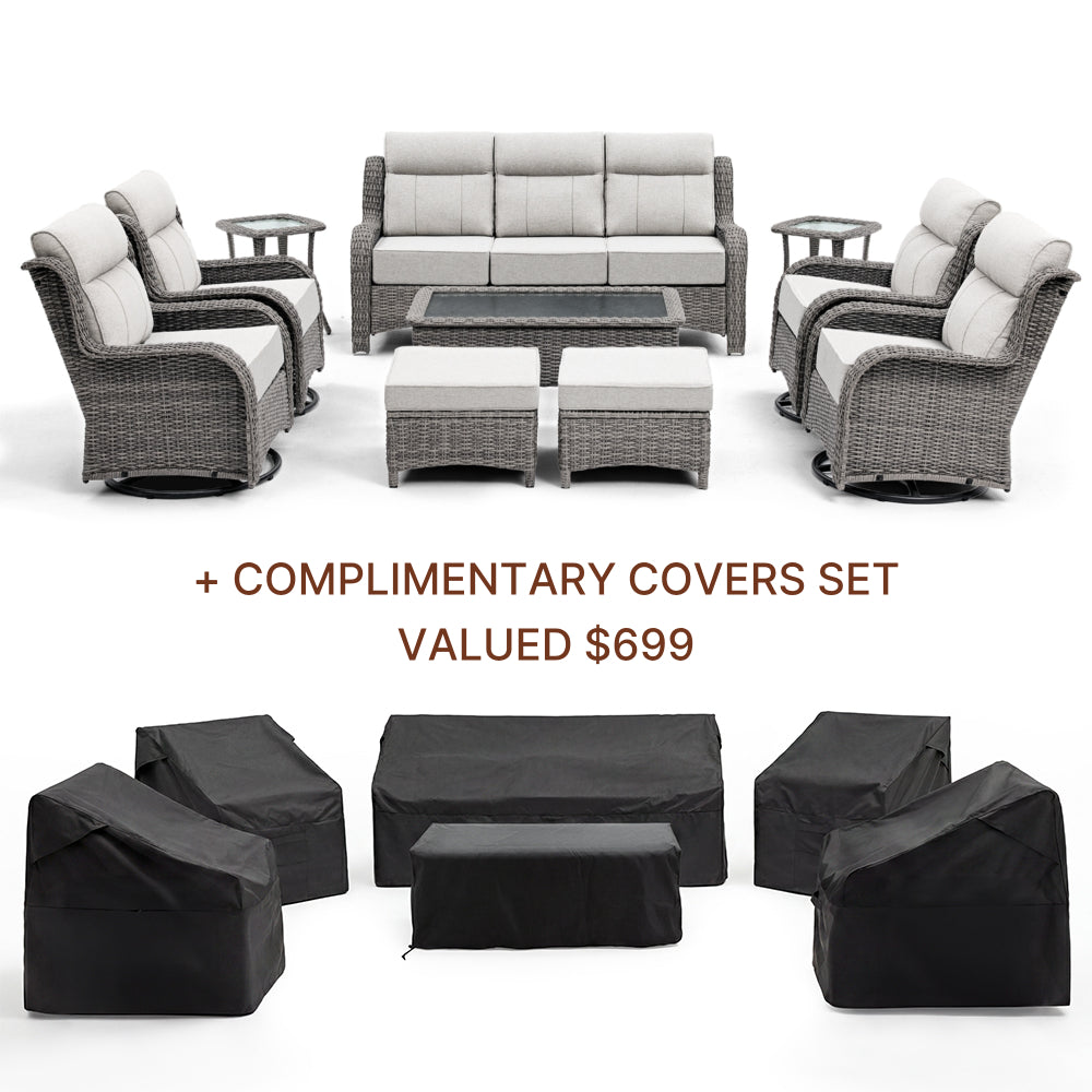 TARN Outdoor Dark Gray Wicker Furniture Set
