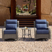 Outdoor Wicker Swivel Glider Chairs with Side Table