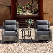 Outdoor Wicker Swivel Glider Chairs with Side Table