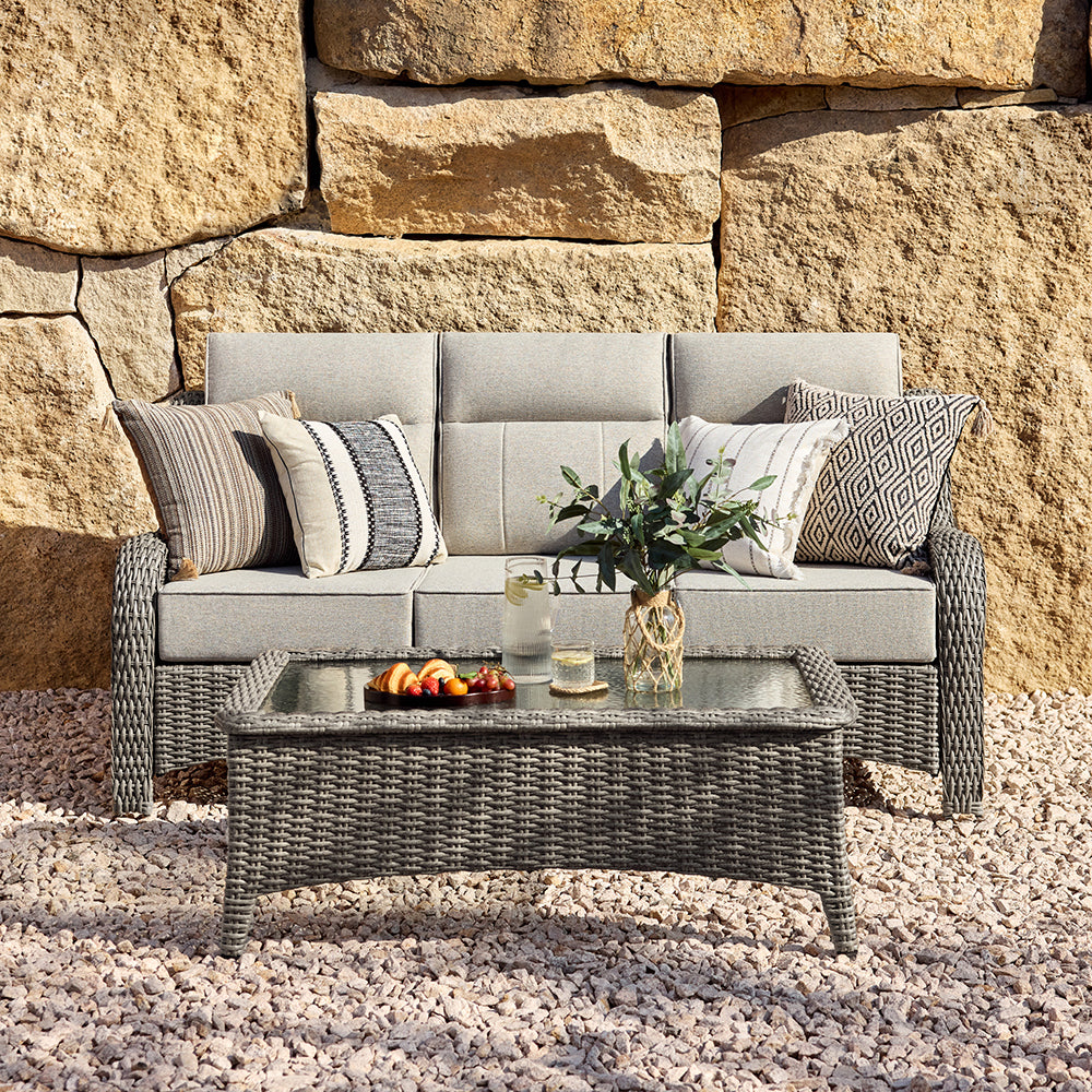 Outdoor 3-Seater Wicker Sofa