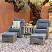 Outdoor Wicker Swivel Glider Chairs with Ottomans