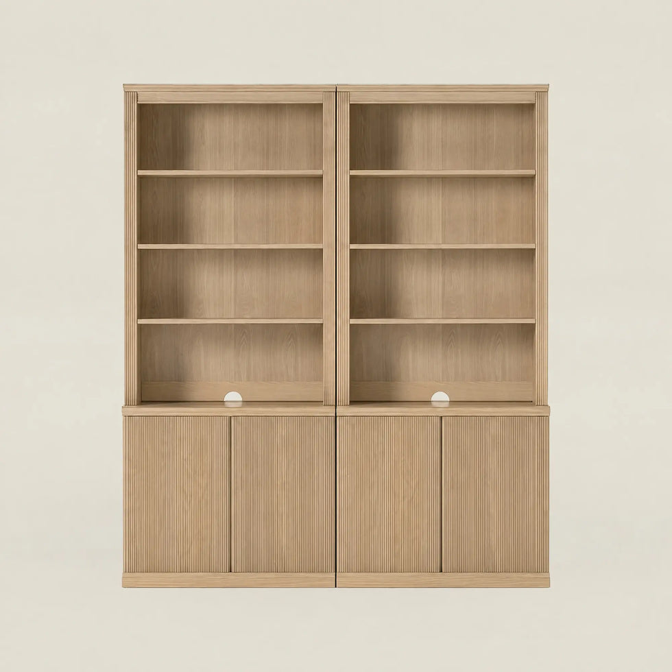 Reeded 72" Bookcase with Storage Wall Suite
