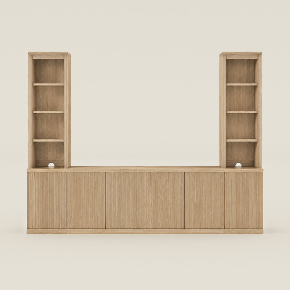 Reeded 108" Entertainment Center with 18" Bookcases