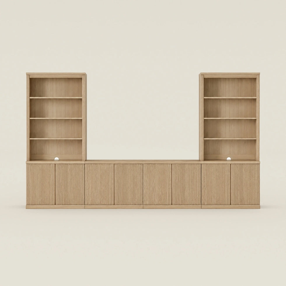 Reeded 144" Entertainment Center with Bookcases