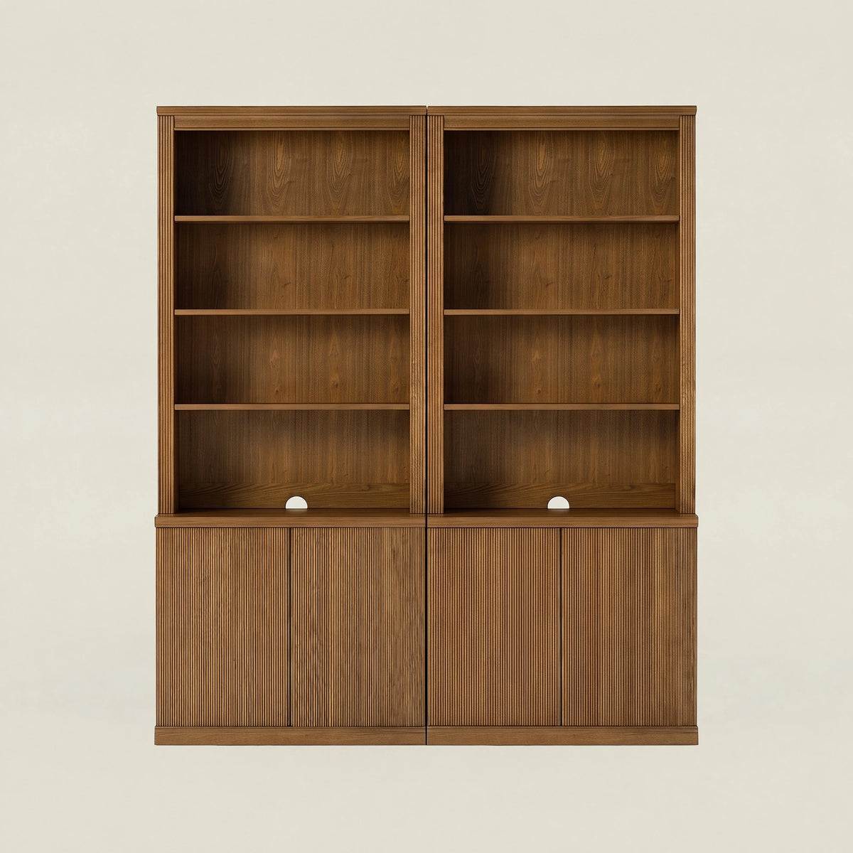 Reeded 72" Bookcase with Storage Wall Suite