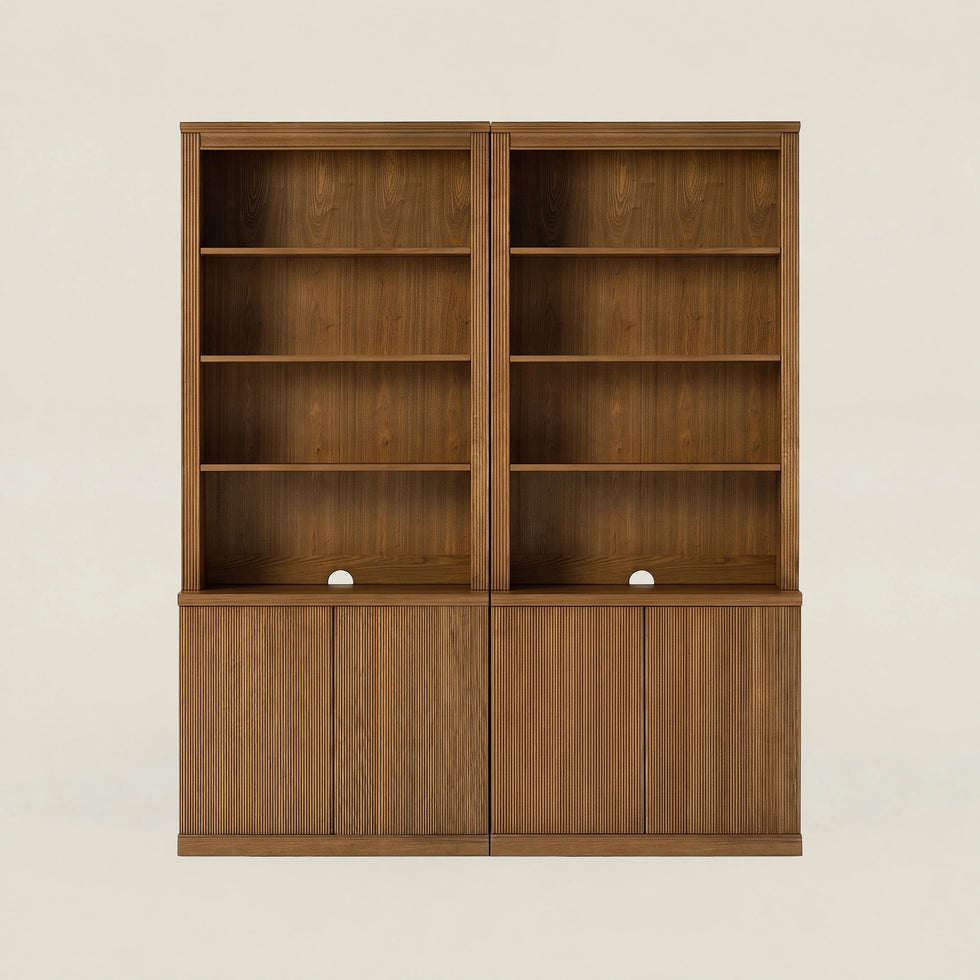 Reeded 72" Bookcase with Storage Wall Suite