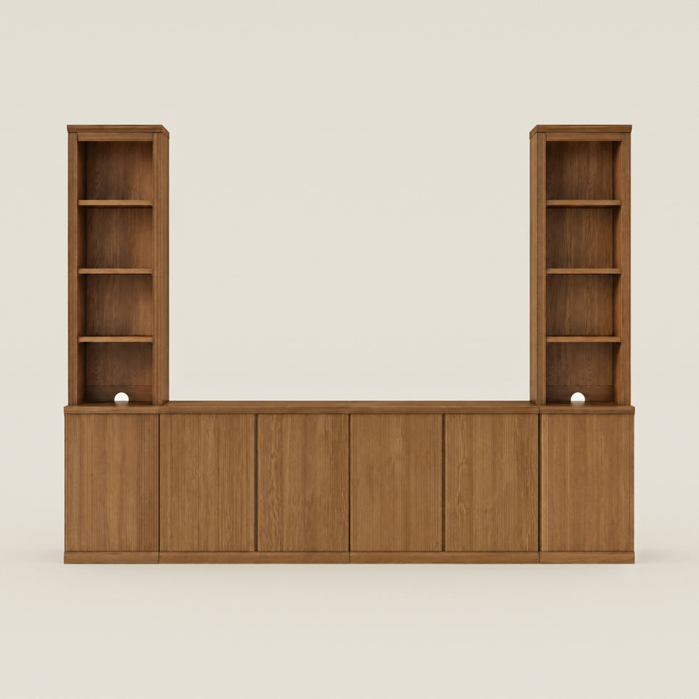 Reeded 108" Entertainment Center with 18" Bookcases
