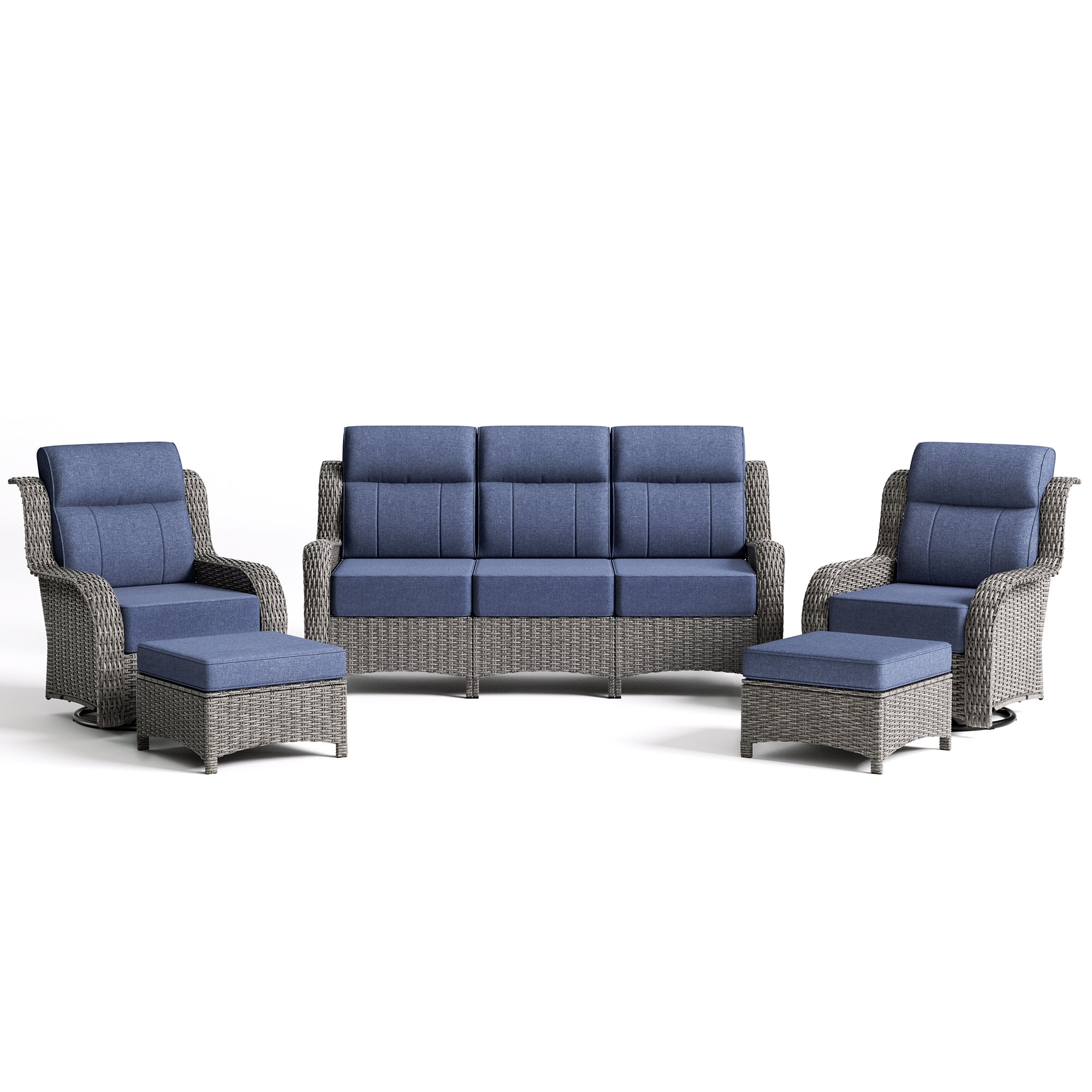 5-Piece Wicker Sofa & Chairs Set