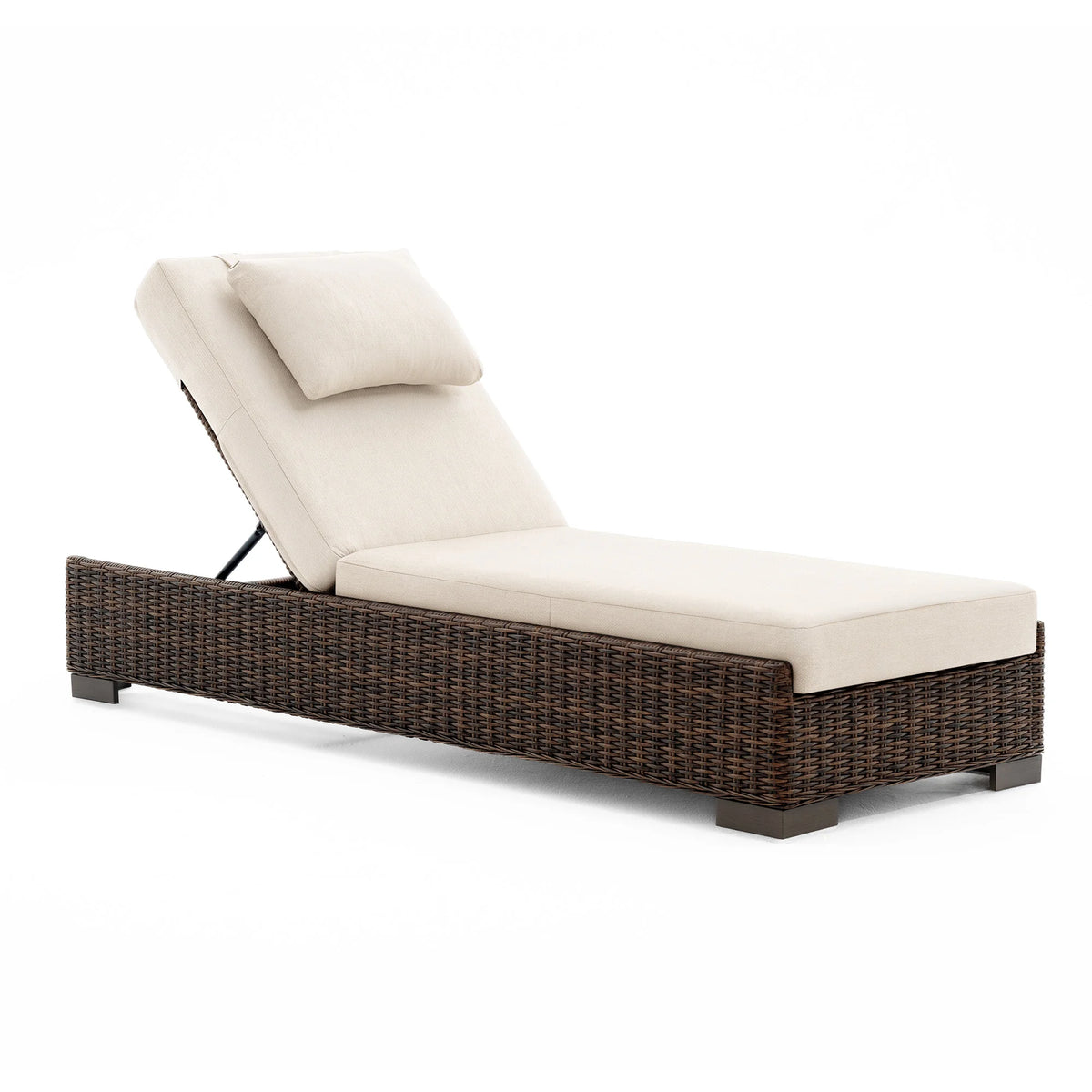 LOAM Outdoor Wicker Adjustable Chaise Lounge with Optional Cover & C-Shaped Side Table