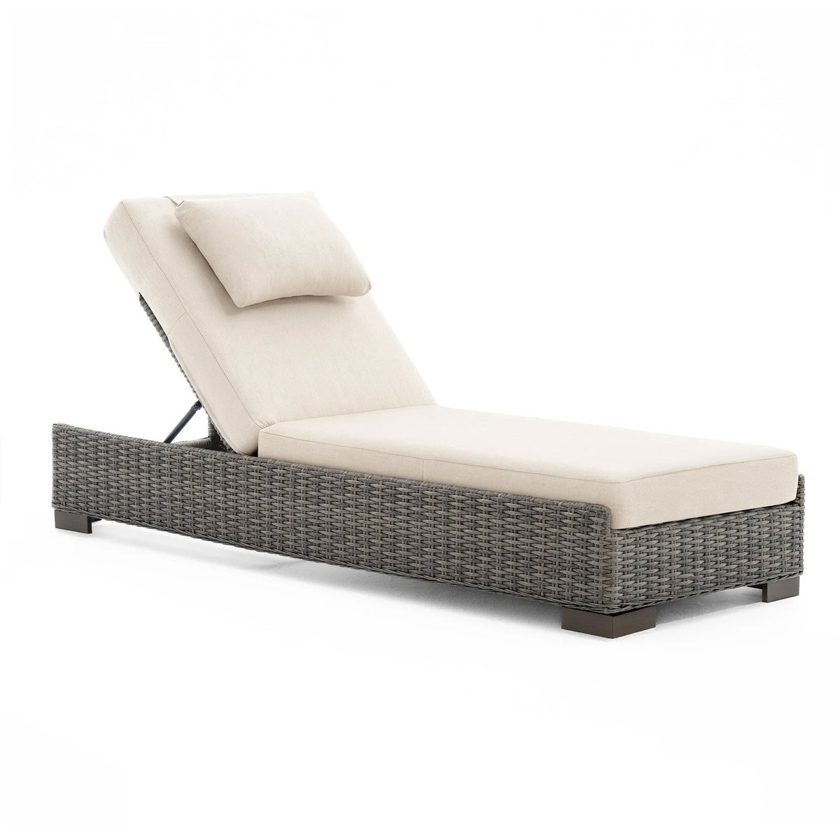 TARN Outdoor Wicker Adjustable Chaise Lounge with Optional Cover & C-Shaped Side Table