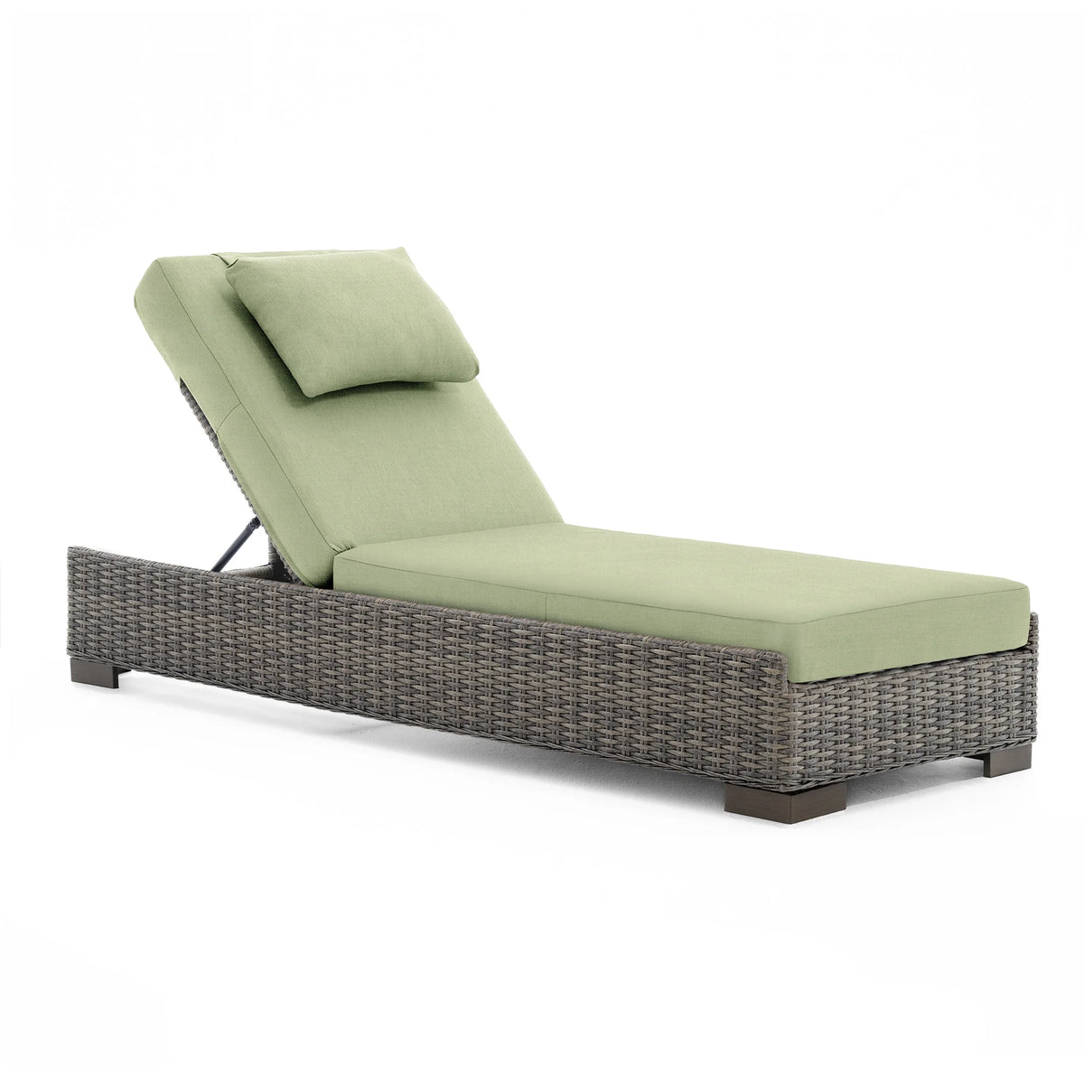 TARN Outdoor Wicker Adjustable Chaise Lounge with Optional Cover & C-Shaped Side Table