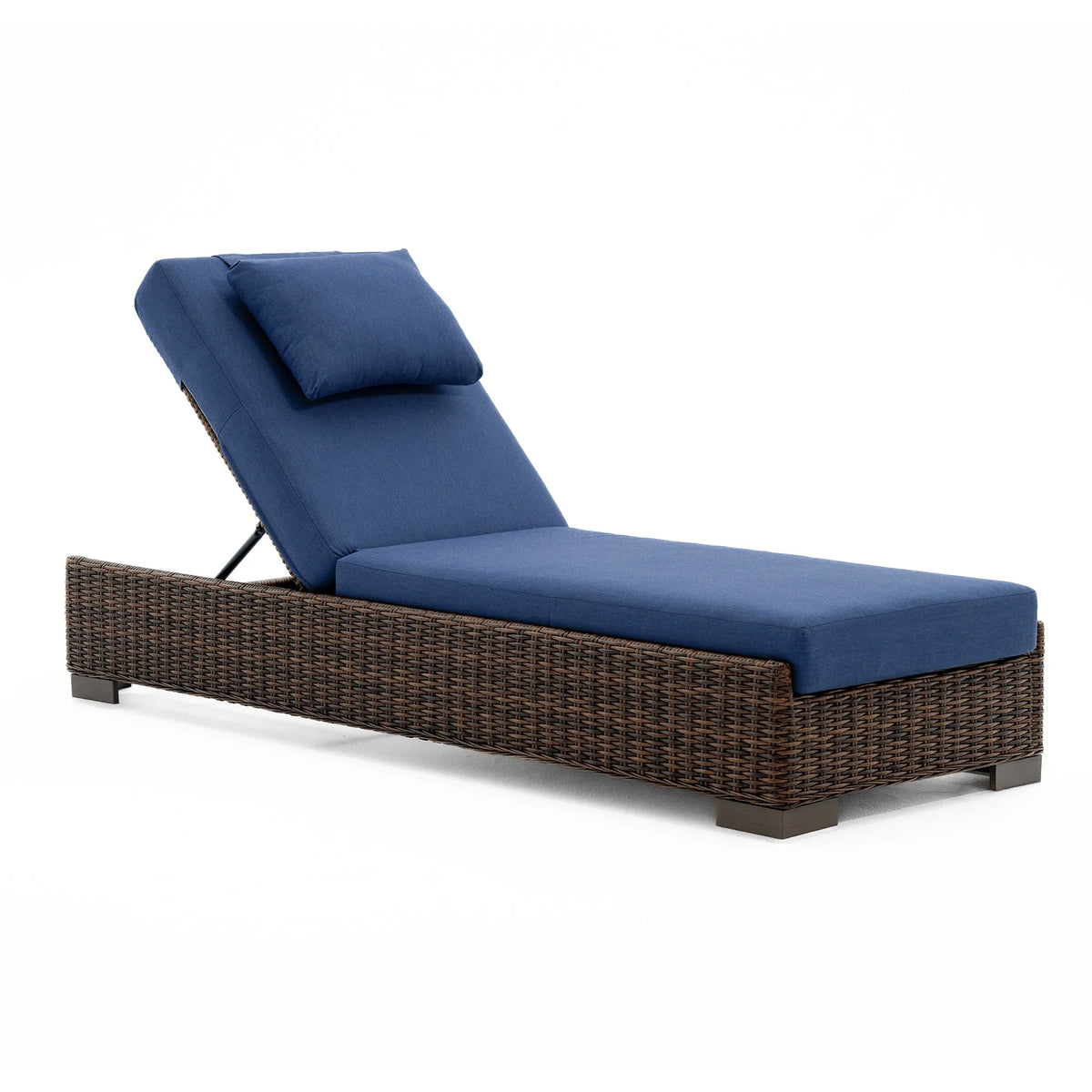 LOAM Outdoor Wicker Adjustable Chaise Lounge with Optional Cover & C-Shaped Side Table
