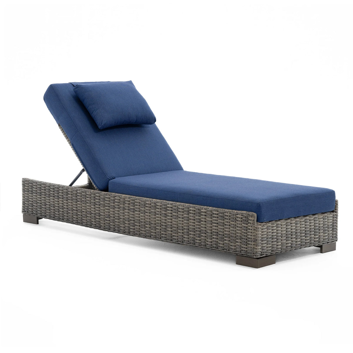 TARN Outdoor Wicker Adjustable Chaise Lounge with Optional Cover & C-Shaped Side Table
