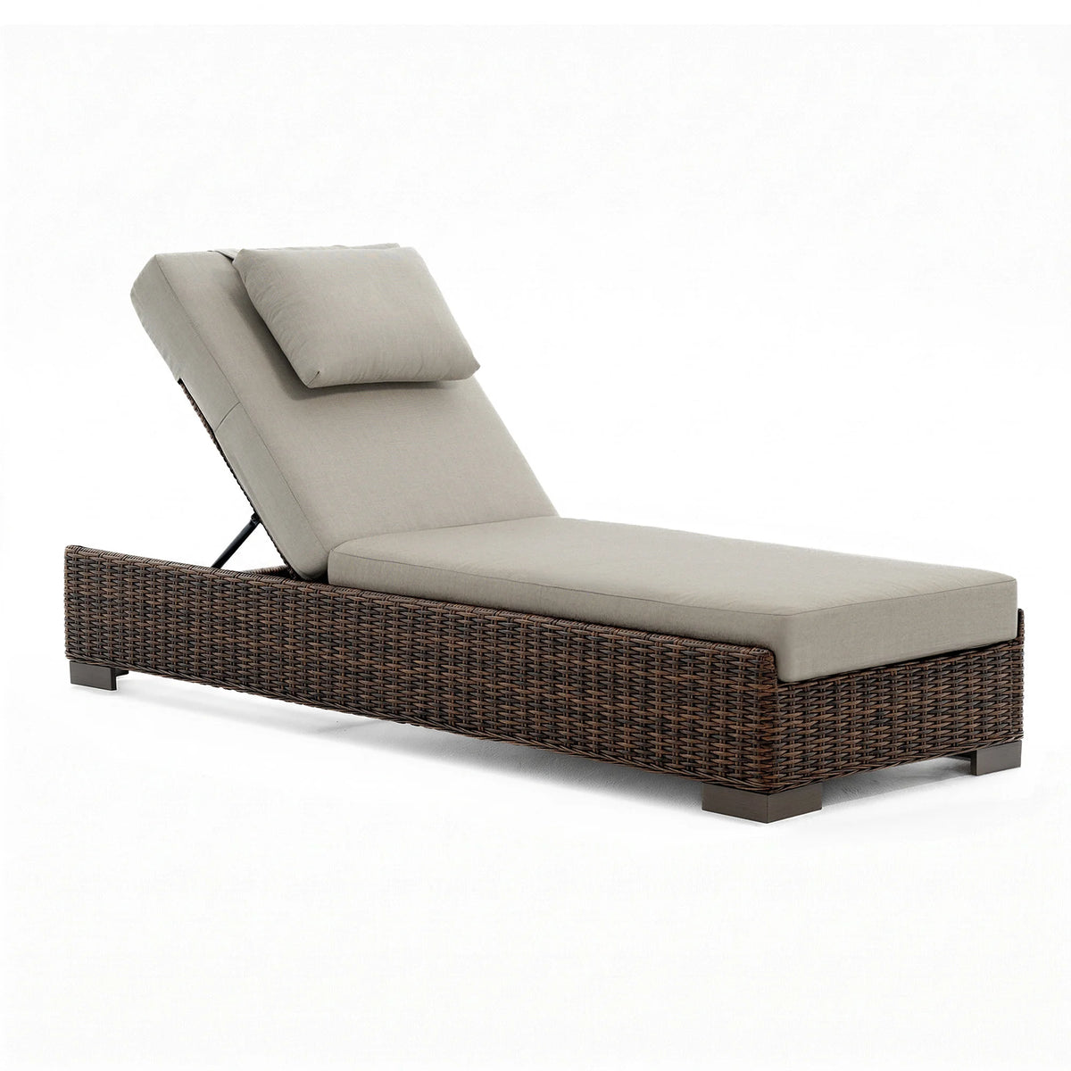 LOAM Outdoor Wicker Adjustable Chaise Lounge with Optional Cover & C-Shaped Side Table