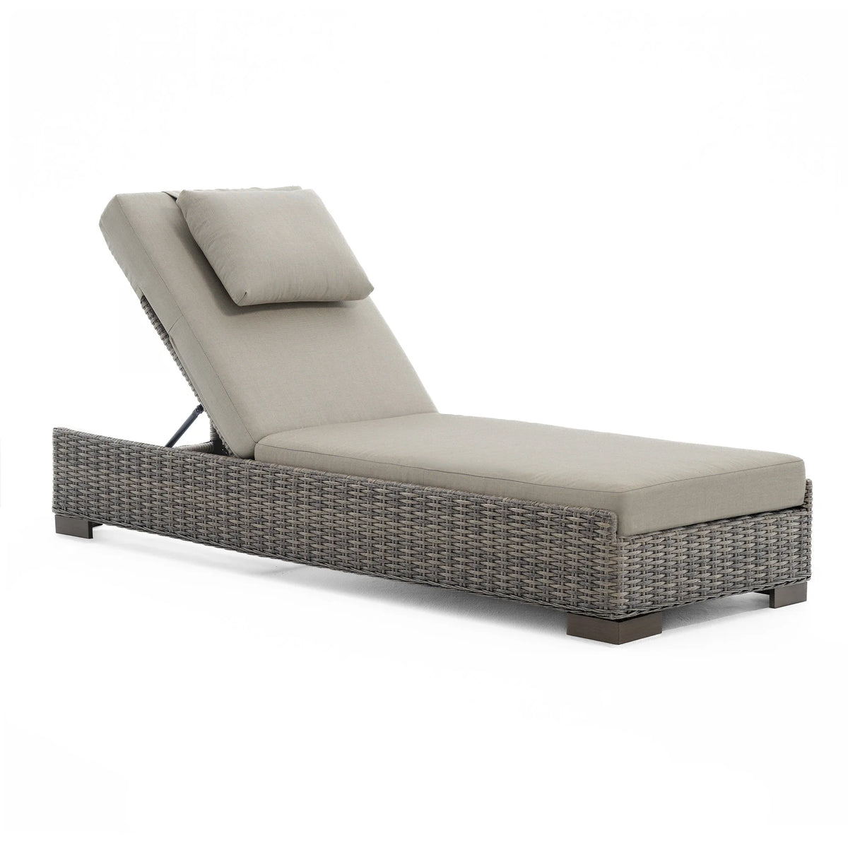 TARN Outdoor Wicker Adjustable Chaise Lounge with Optional Cover & C-Shaped Side Table