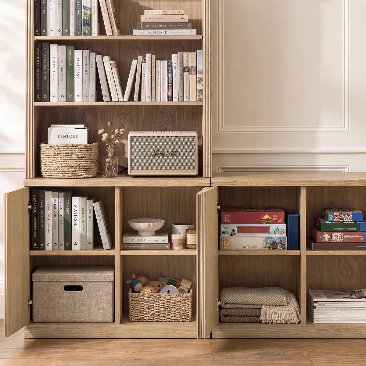 Reeded 144" Entertainment Center with Bookcases