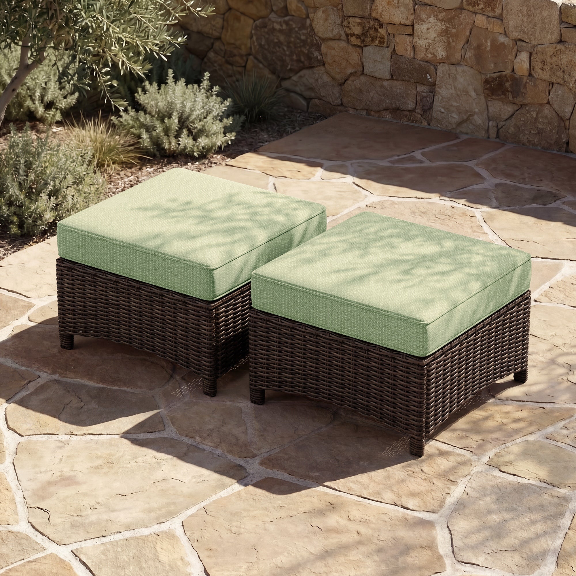LOAM Outdoor Wicker Square Ottomans
