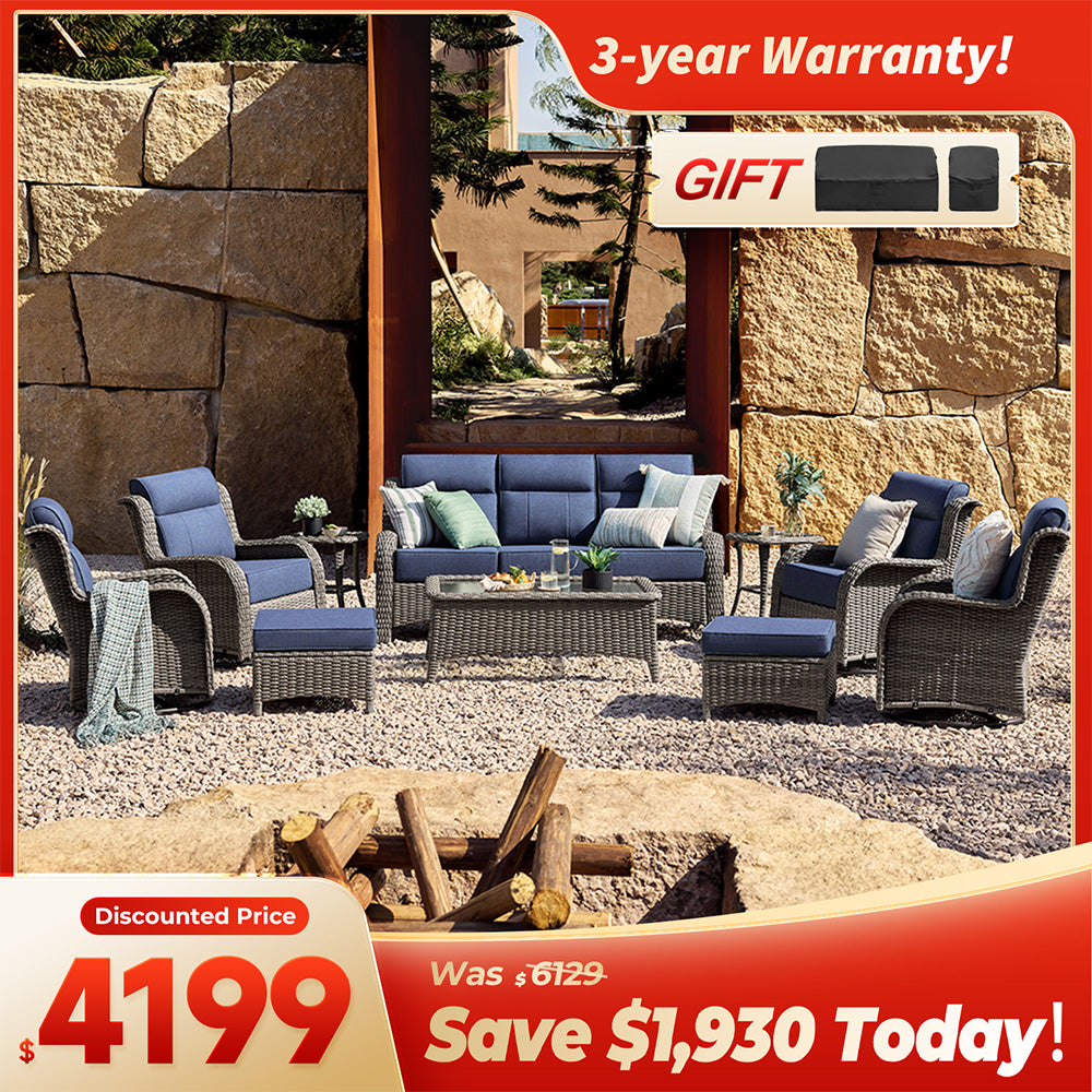 [Free Gift] TARN Outdoor 10-piece Wicker Sofa Set